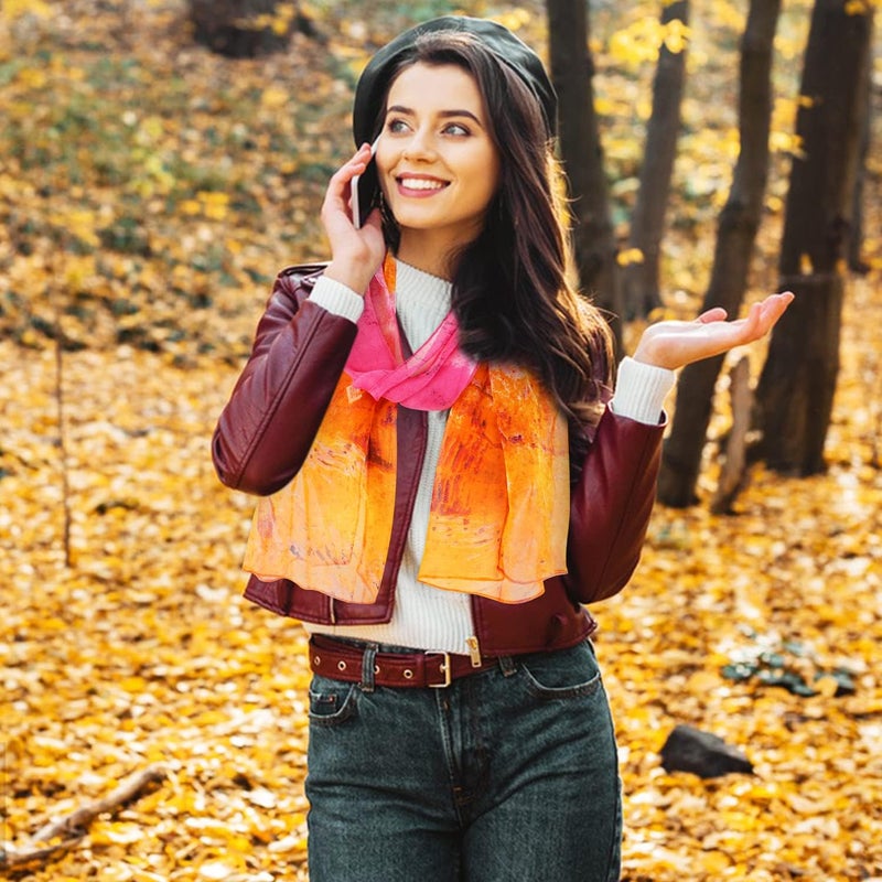 E-Clover Herebuy - Unique Women's Floral Scarves: Chiffon Flowers & Birds Printed Scarf - Image 2
